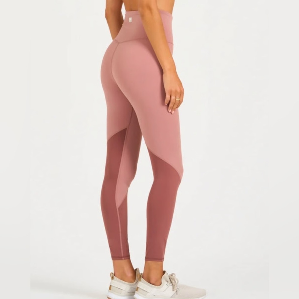 Sz L Vuori Colorblock Studio leggings full length high rise pale pink dusty rose - Picture 2 of 10